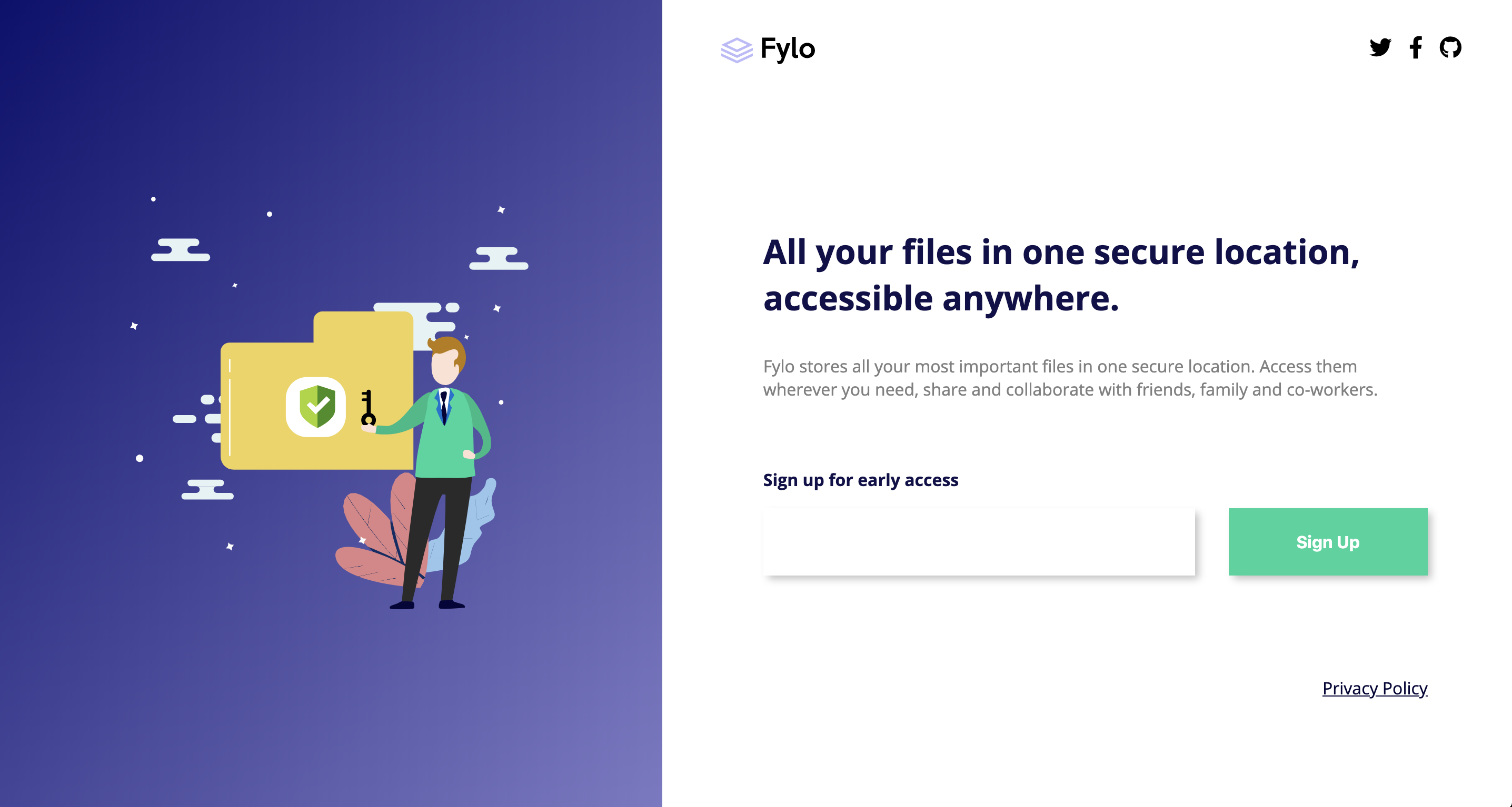 Fylo Beta Signup Landing Page